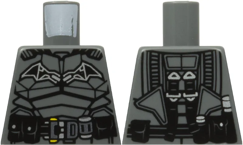 Torso Armor with Black and Silver Batman Logo, Utility Belt with Pouches and Dark Silver Buckle Pattern