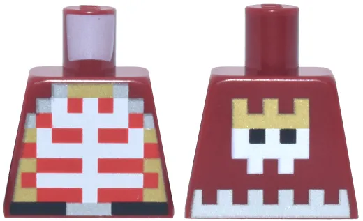Torso Pixelated Armor Red and White Skeleton, Gold and Silver Crown and Trim Pattern