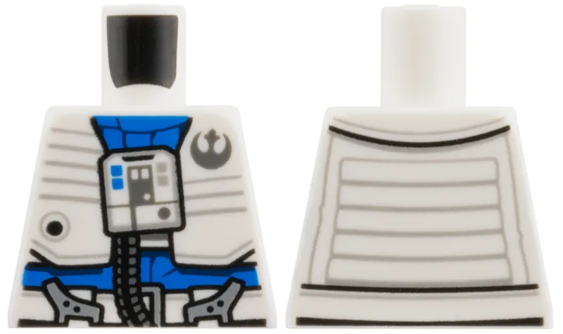 Torso Republic Flight Suit, Blue Under Layer, Dark Bluish Gray Republic Logo, Stripes, Controls, and Hose Pattern