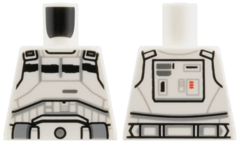 Torso Armor, Thick Black Stripe, Light Bluish Gray Lines and Belt, Silver Circle Buckle Pattern