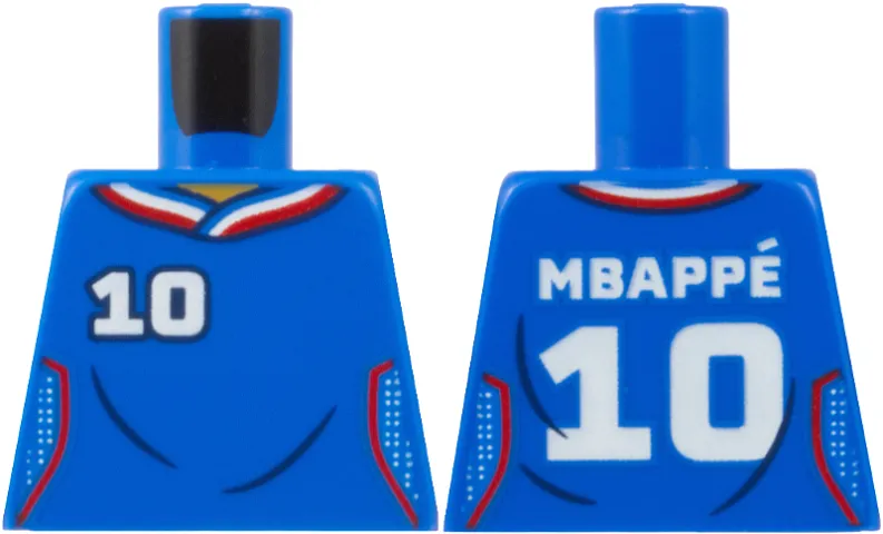 Torso Soccer / Football Jersey France, Red Trim, White Mesh, '10' and 'MBAPPÉ' {MBAPPE} Pattern