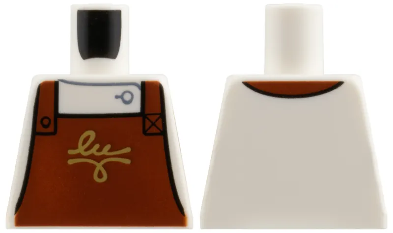 Torso Reddish Brown Apron, Gold 'lu' and Filigree Pattern