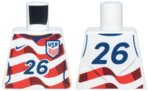 Torso Soccer / Football Jersey, Red and Dark Red Wavy Stripes, Dark Blue Number 26 and USA Badge Pattern