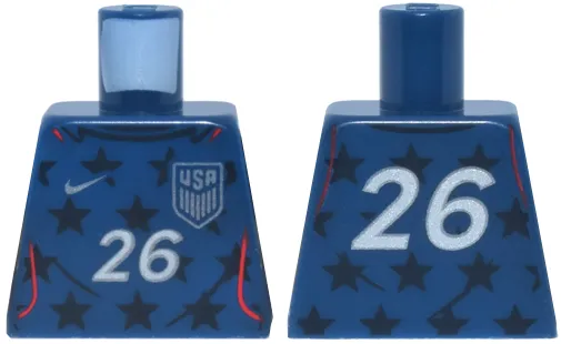 Torso Soccer / Football Jersey, Black Stars and Red Trim, White Number 26 and Silver USA Badge Pattern