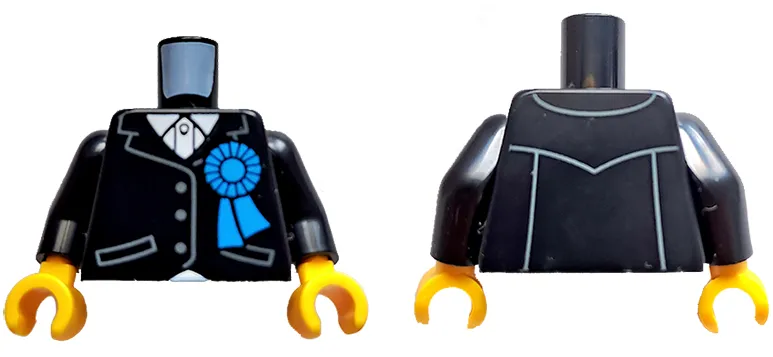 Torso Riding Jacket with Pockets, 3 Buttons and Dark Azure Award Ribbon over White Shirt Pattern (BAM) / Black Arms / Yellow Hands