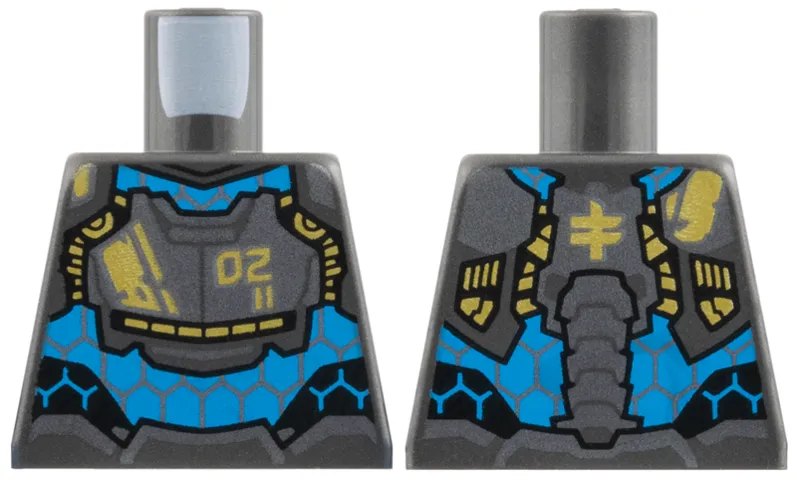 Torso Armor over Dark Azure Mesh, Gold '02' and Trim Pattern