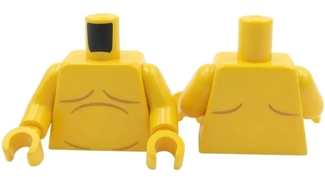 Torso Bare Chest with Medium Nougat Muscles and Stomach Outline, Shoulder Contours on Back Pattern (BAM) / Yellow Arms / Yellow Hands