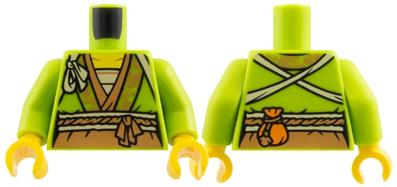 Torso Robe, Medium Nougat Hem and Sash, Tan Shirt and Straps Pattern / Lime Arms / Yellow Hands