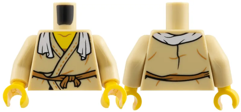 Torso Tunic, Yellow Neck, White Rag over Shoulders, Medium Nougat Stitching and Belt Pattern / Tan Arms / Yellow Hands