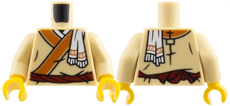 Torso Tunic, Dark Orange Lapels, White Towel over Shoulder, Dark Red Belt Pattern / Tan Arms / Yellow Hands