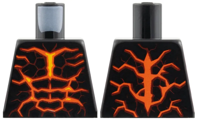 Torso Orange, Yellow, and Dark Red Lava Fire Muscle Contours Pattern