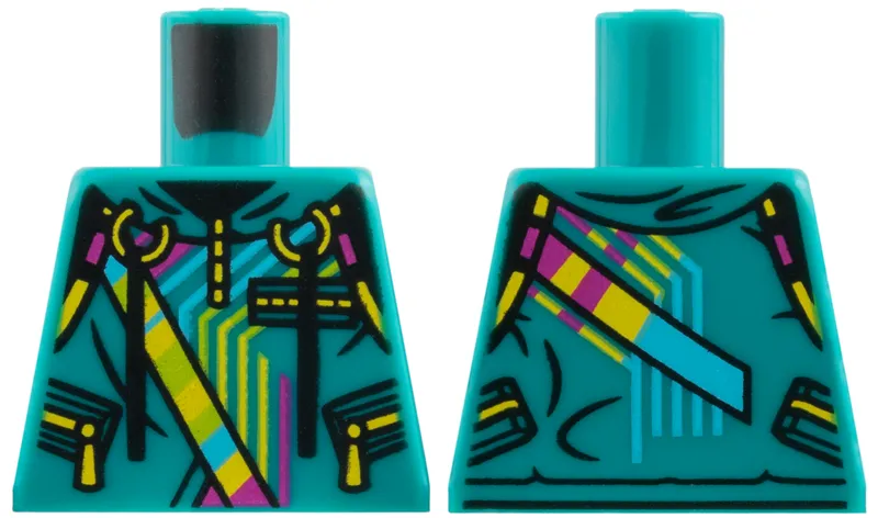 Torso Hoodie, Yellow Zippers, Lime, Magenta, and Medium Azure Stripes Pattern