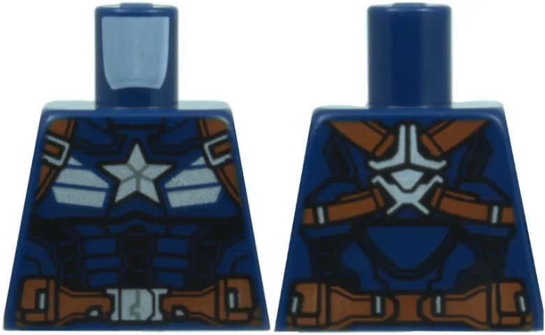 Torso Armor with Silver Star, Stripes, and Buckles, Reddish Brown Straps and Belt, and Black Muscle Highlights Pattern