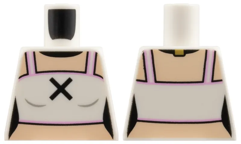 Torso Female Tube Top, Light Nougat Neck and Midriff, Bright Pink Trim, Black Choker and X Pattern