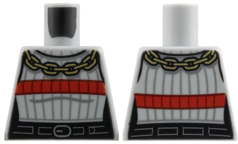 Torso Female Gold Chain Red Stripe, Dark Bluish Gray Pinstripes, Black Belt Pattern