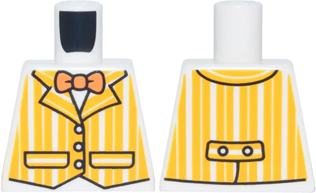 Torso Vest with Bright Light Orange Vertical Stripes, Black Trim and Pockets, Orange Bow Tie Pattern