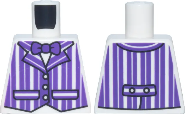 Torso Vest with Dark Purple Vertical Stripes and Bow Tie, Black Trim and Pockets Pattern