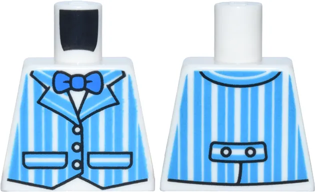 Torso Vest with Dark Azure Vertical Stripes, Black Trim and Pockets, Blue Bow Tie Pattern