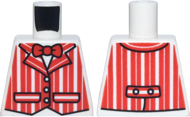 Torso Vest with Red Vertical Stripes and Bow Tie, Black Trim and Pockets Pattern