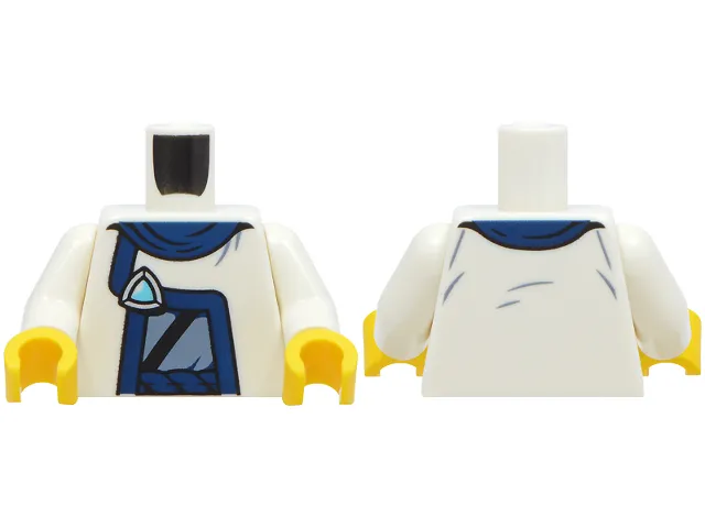 Torso Robe, Medium Azure and Silver Brooch, Dark Blue Trim, Collar and Rope Belt, Sand Blue Robe with Black Trim Pattern / White Arms / Yellow Hands