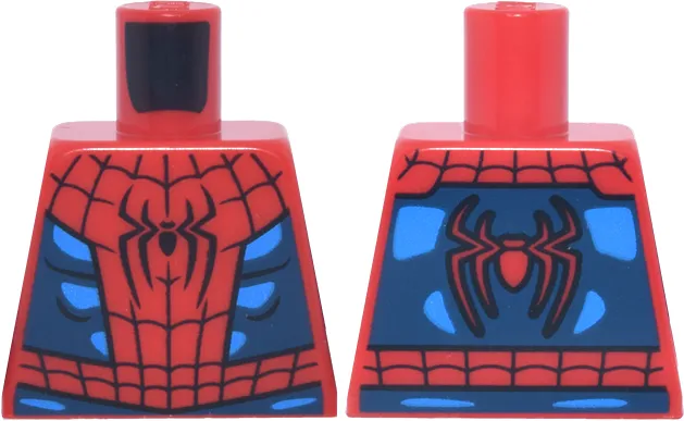 Torso Spider-Man Costume with Black Webbing, Dark Blue Side Panels and Waist with Dark Azure Highlights Pattern