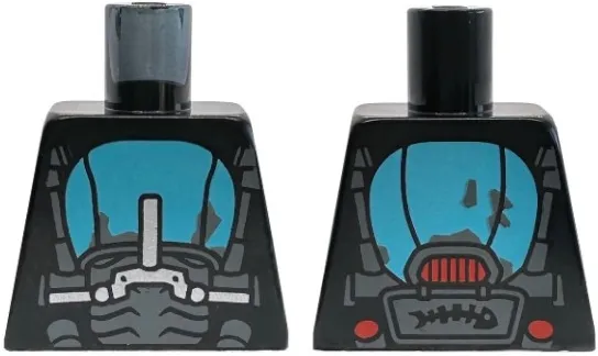Torso Dark Bluish Gray Tire and Mechanical Frame, Silver Handlebars, Medium Azure Mudguard, Fish Bones and Red Taillights on Back Pattern