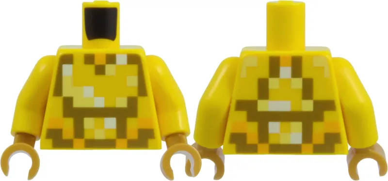 Torso Pixelated Gold, Bright Light Yellow, Bright Light Orange, and White Pattern / Yellow Arms / Pearl Gold Hands