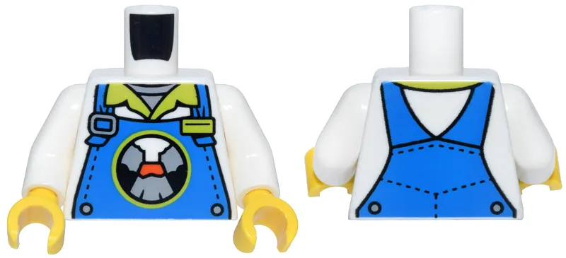 Torso Overalls, Rivets and Buckles, Lava Land Logo and Lime Badge Over Shirt with Collar Pattern / White Arms / Yellow Hands