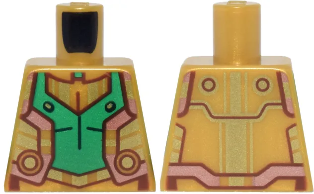 Torso Green, Gold and Metallic Pink Armor with Belt and Circles Pattern