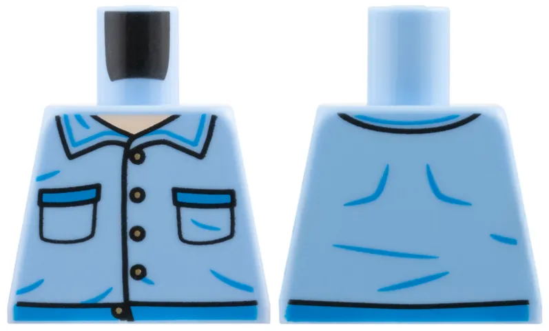 Torso Button-up, Light Nougat Neck, Medium Blue Hems Pattern