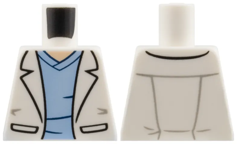 Torso Labcoat, Light Nougat Neck, Bright Light Blue Scrubs Shirt Pattern