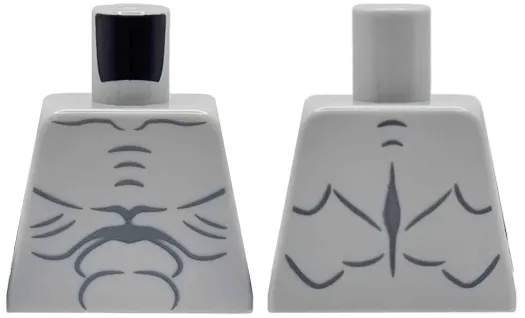 Torso with Dark Bluish Gray Muscles Outline, Collar Bones and Skin Folds Pattern