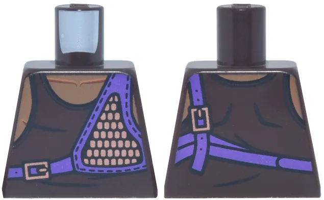 Torso Tank Top, Muscles Outline, Medium Lavender Straps and Pack with Copper Buckles and Dots Pattern