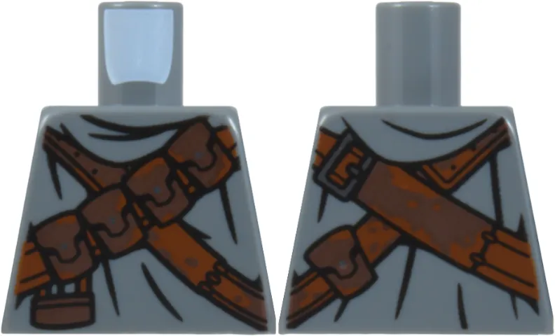 Torso SW Jawa with Dark Brown and Reddish Brown Pouches and Straps, Silver Buckle and Buttons, Black Folds Pattern