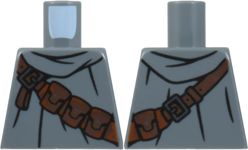 Torso SW Jawa with Dark Brown and Reddish Brown Pouches and Strap, Silver Buckles and Buttons, Black Folds Pattern