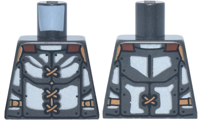 Torso Armor with Silver Panels, Reddish Brown and Medium Nougat Straps and Ties Pattern