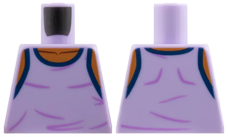 Torso Tank Top, Dark Blue Hems, Medium Lavender Wrinkles, Sienna Neck Pattern