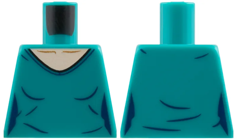 Torso Female, V-Neck, Light Nougat Neck, Dark Blue Contours Pattern