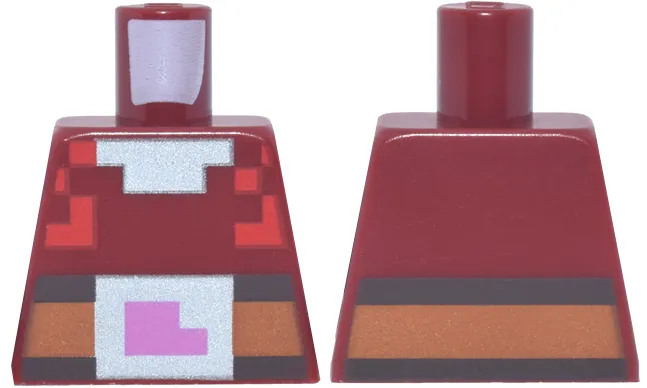 Torso Pixelated Armor, Red Highlights, Dark Brown and Dark Orange Belt, Silver Collar and Dark Pink Buckle Pattern