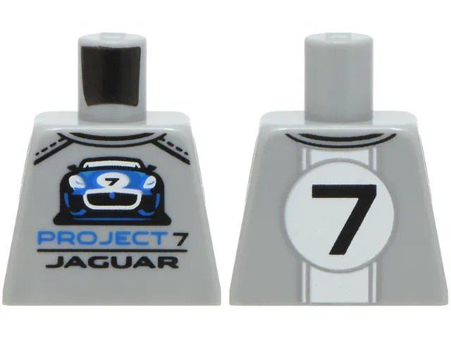 Torso Sweater with Blue Car and 'PROJECT 7 JAGUAR', White Circle with Black Number 7 on Back Pattern