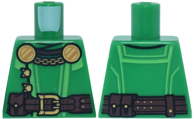 Torso Robe with Lime Trim, Dark Brown Belt with Pouch, Gold Buckle, Chain and Clasps Pattern