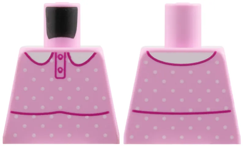 Torso Dress, White Collar and Spots, Dark Red Buttons and Stripe Pattern