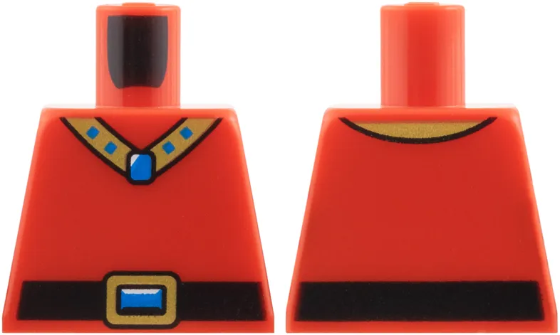Torso Black Belt, Gold Necklace and Buckle with Blue Gem Pattern
