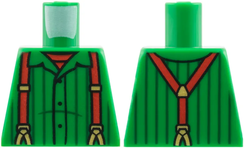 Torso Buttonup with Black Pinstripes, Red Undershirt and Overalls Pattern Pattern