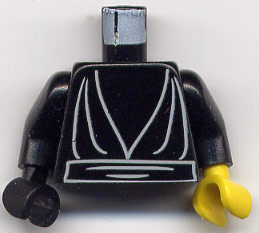 Torso SW Jedi Robe, Waist Sash Pattern / Black Arms / Yellow Hand Left / Black Hand Right