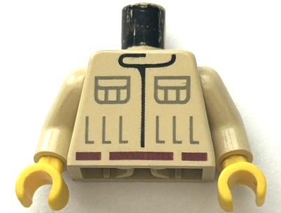 Torso SW Mechanic Jumpsuit Coveralls with Band Collar and Pockets, Dark Red Belt Pattern / Tan Arms / Yellow Hands