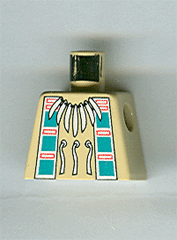 Torso Western Indians Necklace and Dark Turquoise Squares Pattern