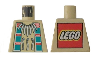 Torso Western Indians Necklace and Dark Turquoise Squares - LEGO Logo on Back Pattern
