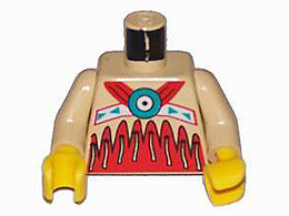Torso Western Indians Red on Bottom and Fringe Pattern / Tan Arms / Yellow Hands