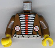 Torso Western Indians Red and White Armor and White Belt Pattern / Brown Arms / Yellow Hands